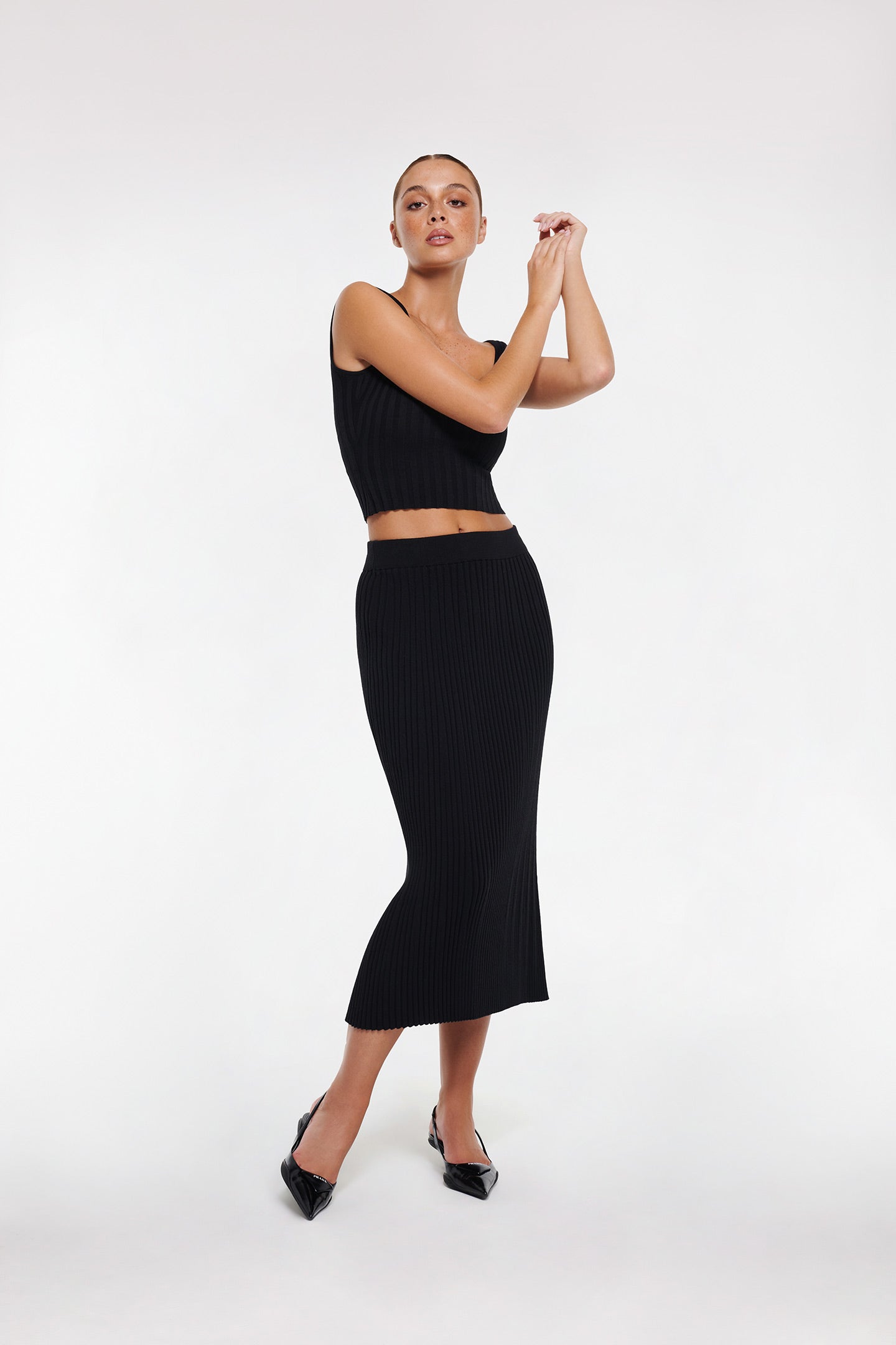 RIB MIDI SKIRT